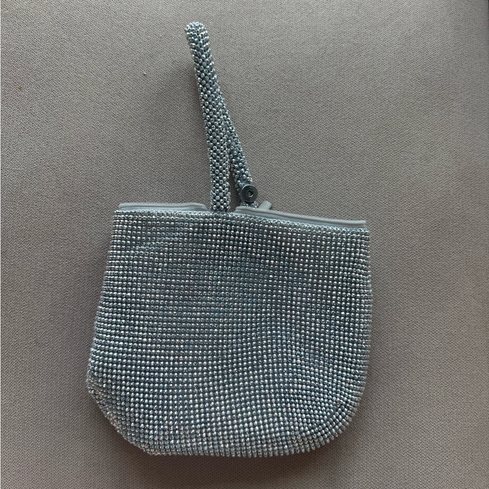 Silver sparkle clutch purse bag